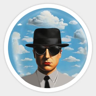 Mysterious Man in Suit – Surreal Sky Artwork Sticker